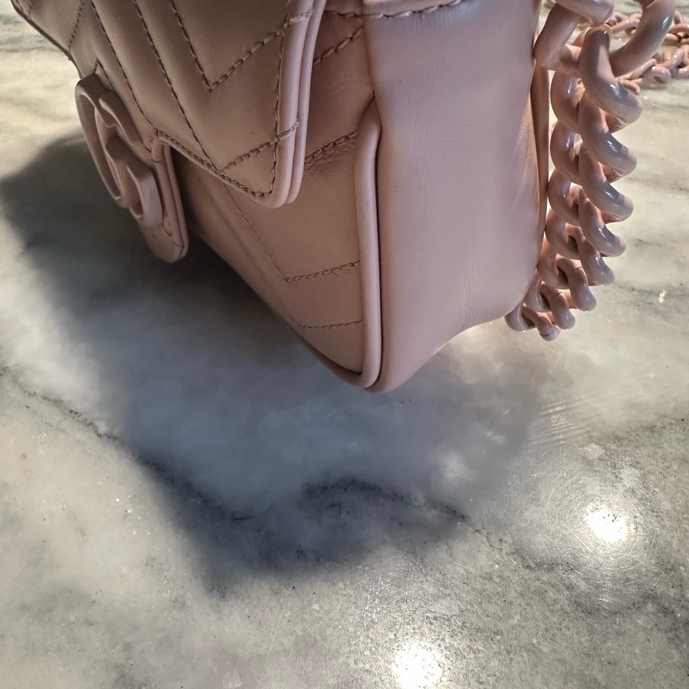 Gucci Pink Chevron Quilted Leather Crossbody Bag - Picture 10 of 11